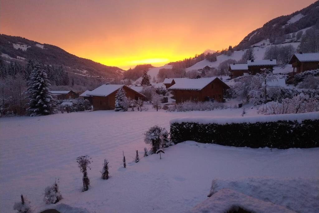 A4 Km De Megeve Tres Joli Studio Avec Jacuzzi ,Vue Sur Les Montagnes Au Calme Praz-sur-Arly Exterior photo